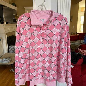 Crown & Ivy Rugby Pullover- Pink on Pink
